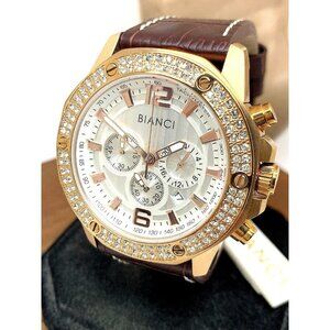 Roberto Bianci Men's Watch 5450-B Quartz Chronograph Rose Gold Gemmed 45mm